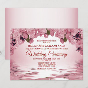 Rosa florale Natur Schmetterling Outdoor-Hochzeit Einladung