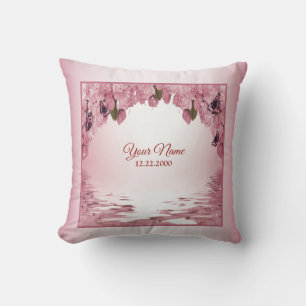 Rosa florale Natur Schmetterling Outdoor-Hochzeits Kissen
