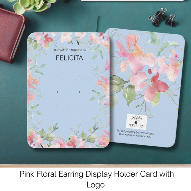 Rosa Florale Ohrhänger Displayhalter Karte (Von Creator hochgeladen)