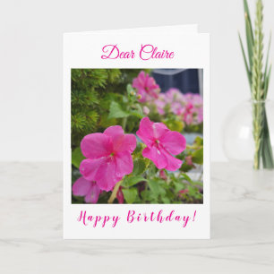 Rosa Florale Original-Foto GEBURTSTAG Name Karte
