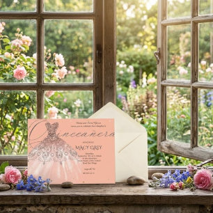 Rosa Florale Quinceañera 15. Geburtstag Postkarte