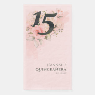 Rosa florale Quinceanera 15. Geburtstagsfeier Serviette