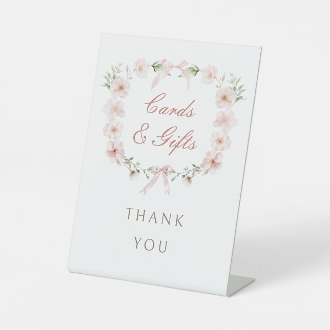 Rosa Florale Rahmenkarten & Geschenke Sockelschild (Vorderseite)