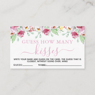 Rosa florale Rate-Küsse-Baby-Shower-Spielkarte Begleitkarte