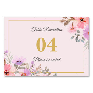 Rosa Florale Reservierte Hochzeitstisch-Schild Rom Tischnummer