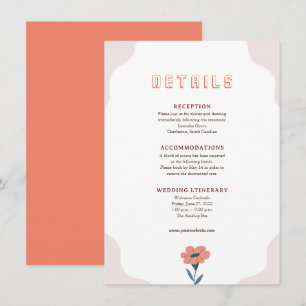 Rosa florale Retro-Hochzeit-Karte zum Beilegen Einladung