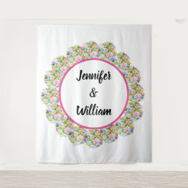 Rosa florale romantische Hochzeitshintergrund Wandteppich