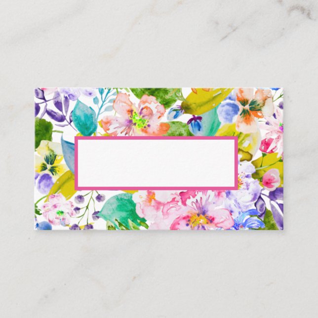 Rosa florale romantische Hochzeitssemonie-Platzkar Platzkarte (Vorderseite)