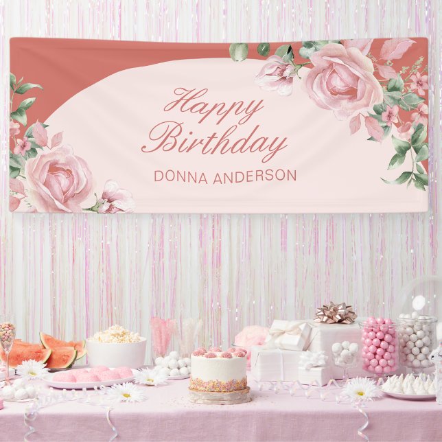 Rosa florale Rose Geburtstag Banner (Von Creator hochgeladen)