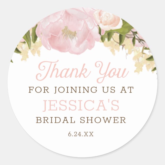 Rosa florale Rundkleber Runder Aufkleber (Vorderseite)