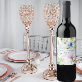 Rosa florale Satin Seidenmatte Weinetikett