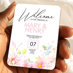 Rosa florale Save-the-Date-Hochzeitsandenken-Kühls Magnet