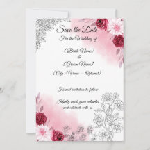 Rosa florale Save-the-Date-Karte | Romantisch
