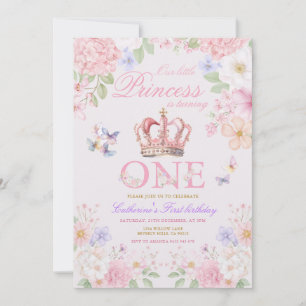 Rosa Florale Schmetterling Prinzessin 1. Geburtsta Einladung