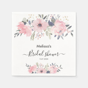 Rosa florale Schriftart Rustikale Brautparty Papie Serviette