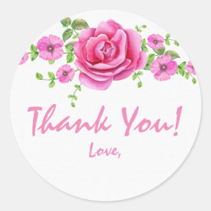 Rosa florale shabby chic Brautparty Geschenk Runder Aufkleber