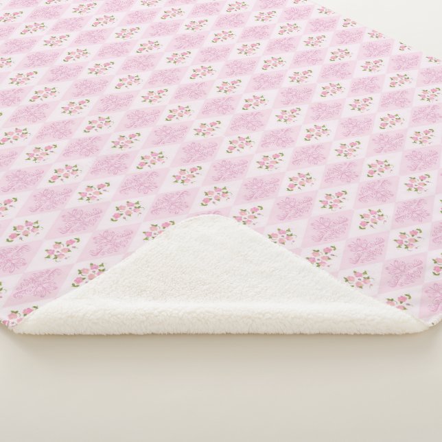 Rosa Florale Sherpa-Decke Sherpadecke (3/4)