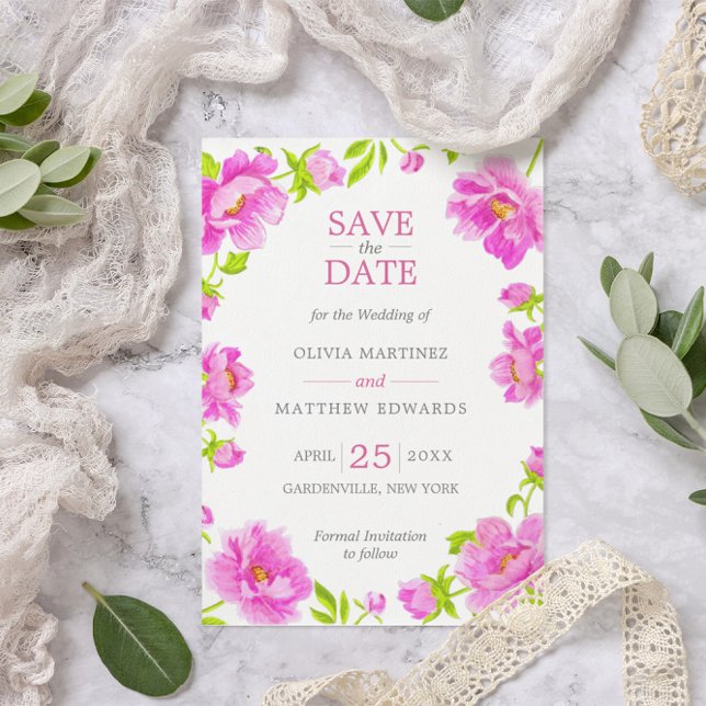 Rosa florale Silber Hochzeit Sichern Sie das Datum Save The Date (Von Creator hochgeladen)