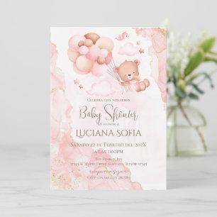 Rosa florale spanische Babyparty-Einladung für Mäd Einladung