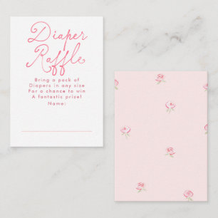 Rosa florale süße Windel-Raffle-Baby-Shower-Ticket Begleitkarte