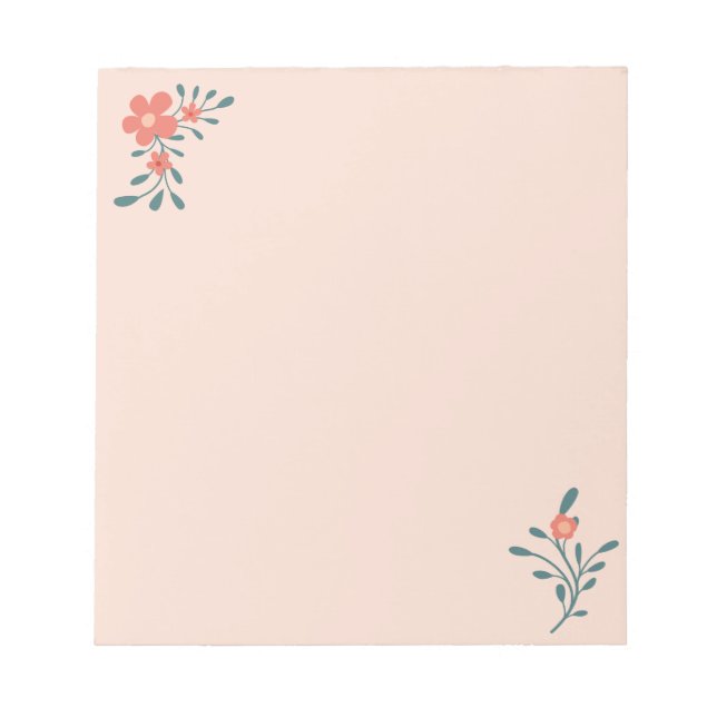 Rosa Florale Teal Botanik Notizblock (Vorderseite)
