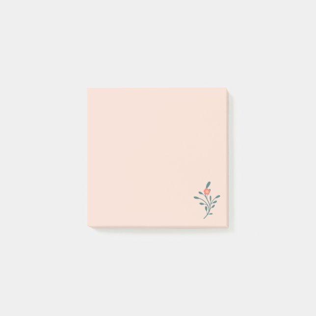 Rosa Florale Teal Botanik Post-it Klebezettel (Vorderseite)