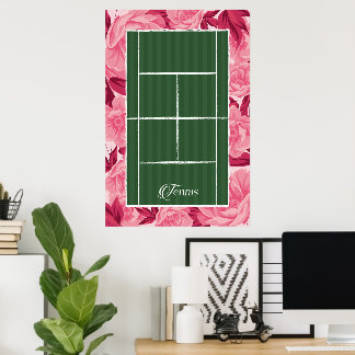 Rosa florale Tennisanlage Vornehme Sportdekoration Poster