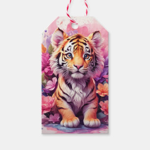 Rosa florale Tiger-Geschenkanhänger Geschenkanhänger