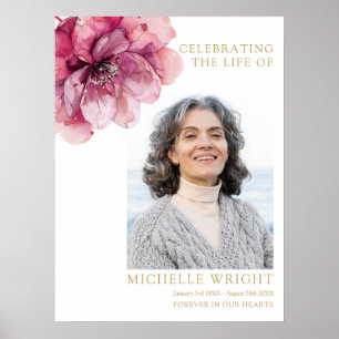 Rosa florale Trauerfeier - Foto-Schild zur Feier d Poster