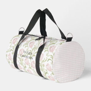 Rosa florale Tulpen Gingham Vintage Duffle Bag
