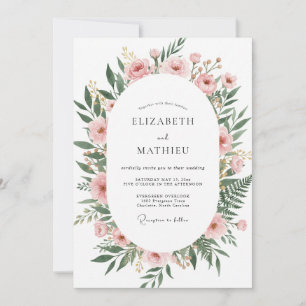 Rosa Florale Umarmung Hochzeit Einladung