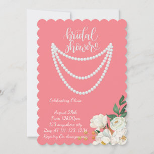 Rosa florale und Perlen Hochzeitsshower-Einladung Save The Date