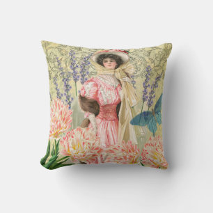 Rosa florale viktorianische Frau Regency Kissen