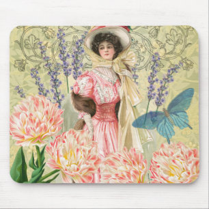 Rosa florale viktorianische Frau Regency Mousepad