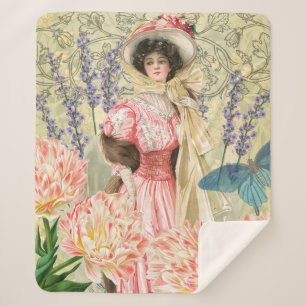 Rosa florale viktorianische Frau Regency Sherpadecke