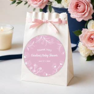 Rosa Florale Vintage Babyparty Runder Aufkleber