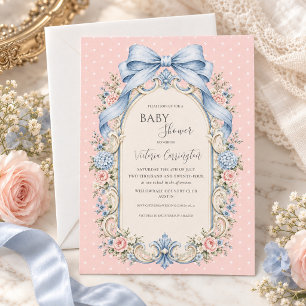 Rosa florale vintage elegante Babyparty Einladung