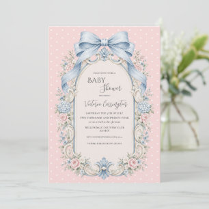 Rosa florale vintage elegante Babyparty Einladung