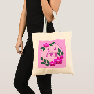 Rosa florale Vintage personalisierte Bezeichnung E Tragetasche