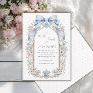 Rosa florale Vintage Polka Punkte Brautparty Einladung