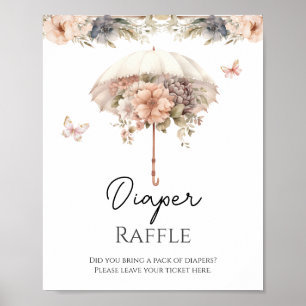 Rosa florale Vintage-Regenschirm-Windel-Raffle Poster