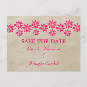 Rosa florale Vintage Save-the-Date-Postkarte Ankündigungspostkarte
