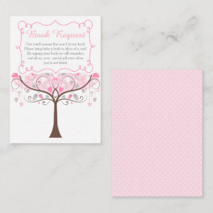 Rosa florale Vogel Baby Shower Buchanfrage Begleitkarte