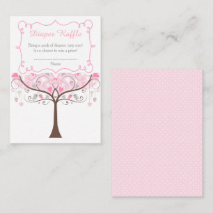 Rosa florale Vogel Baby Shower Windelraffel Begleitkarte