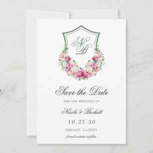 Rosa florale Wappen-Hochzeit Save The Date