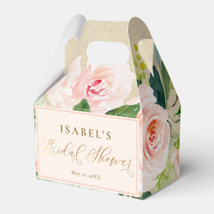 Rosa Florale Wasserfarbe & Kraft Brautparty Geschenkschachtel