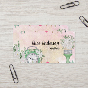 rosa florale Wasserfarbe Pastell zarte Schrift Visitenkarte