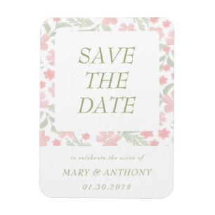 Rosa Florale Wasserfarbe Speichern Sie das Datumsf Magnet