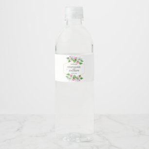 Rosa Florale Wasserfarben-Hochzeit   Apfelblüte Wasserflaschenetikett