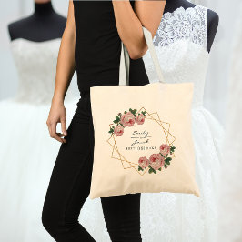 Rosa florale Wed Eleganter Gold Glitzer Geometrisc Tragetasche